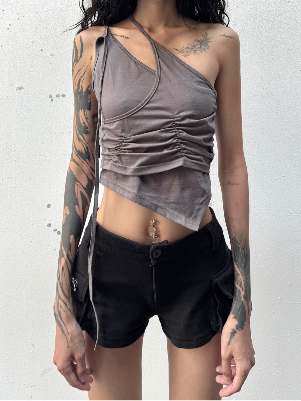 Sagittarius.A+ Grey Asymmetrical Top